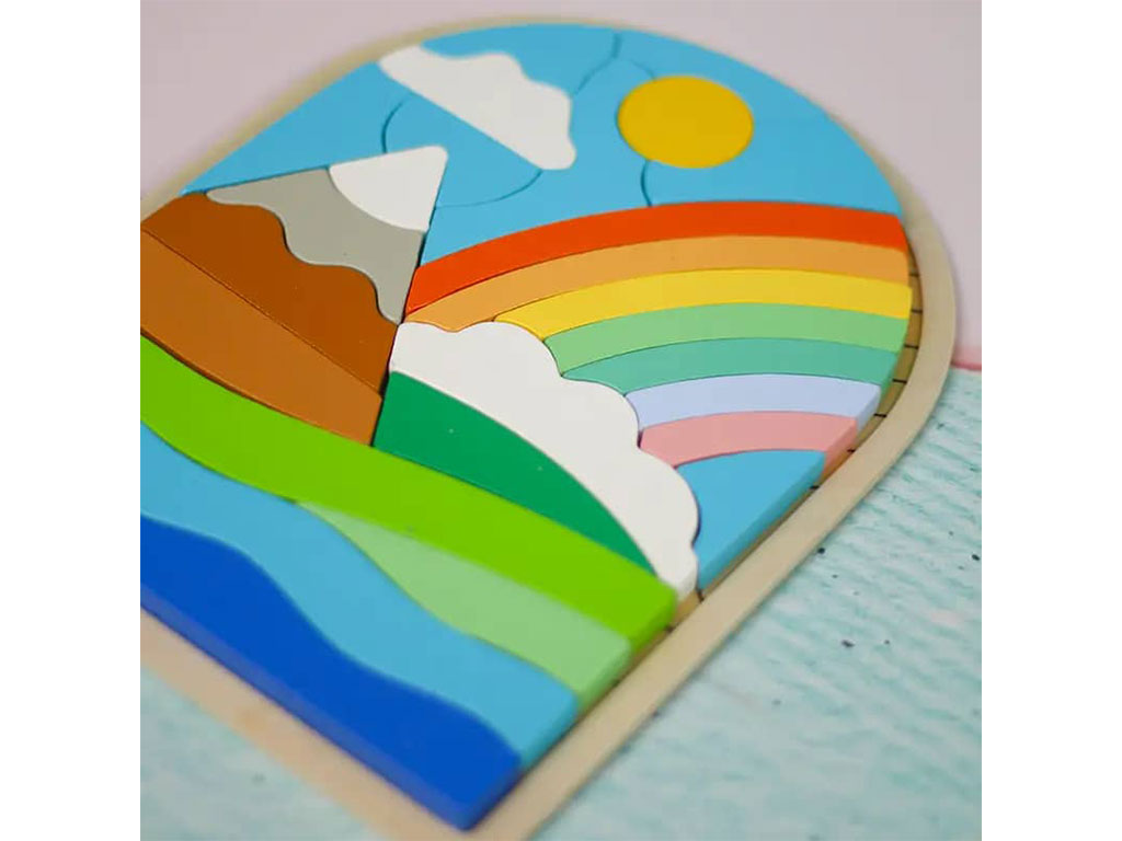 بازی فکری کاتامینو برجسته چوبی رنگین کمان