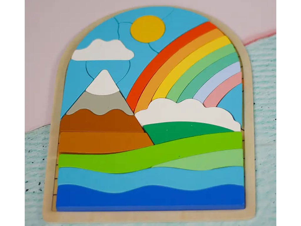 بازی فکری کاتامینو برجسته چوبی رنگین کمان