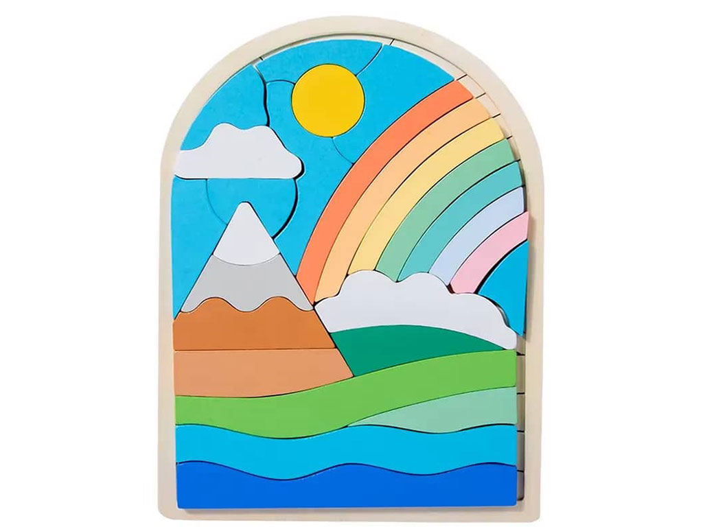 بازی فکری کاتامینو برجسته چوبی رنگین کمان