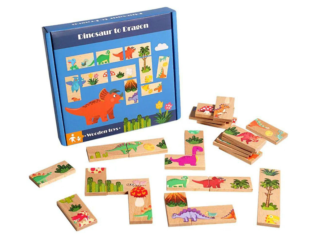 دومینو پازلی چوبی دایناسور