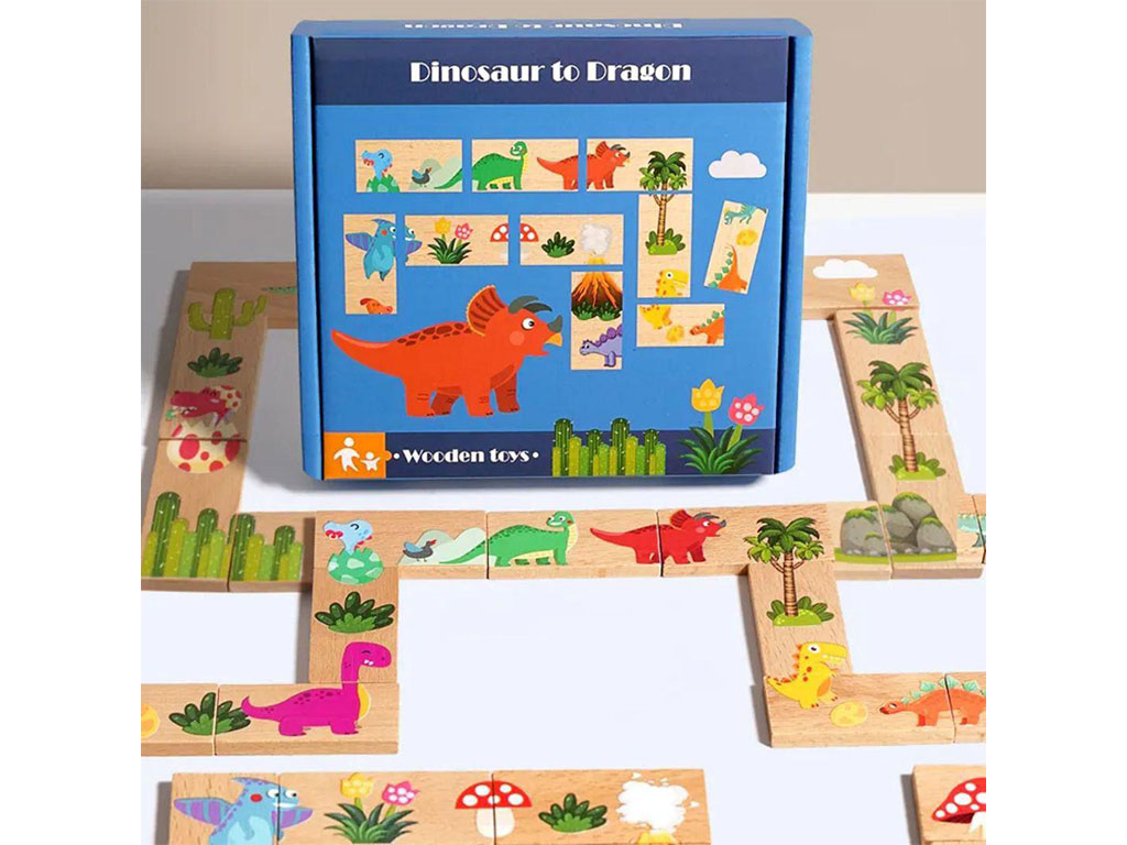 دومینو پازلی چوبی دایناسور