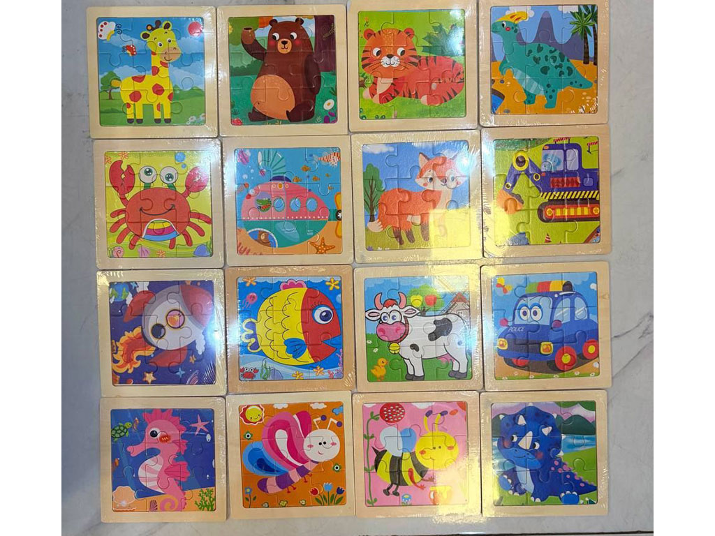 پازل چوبی 9 تکه سایز کوچک طرح دار اسباب بازی