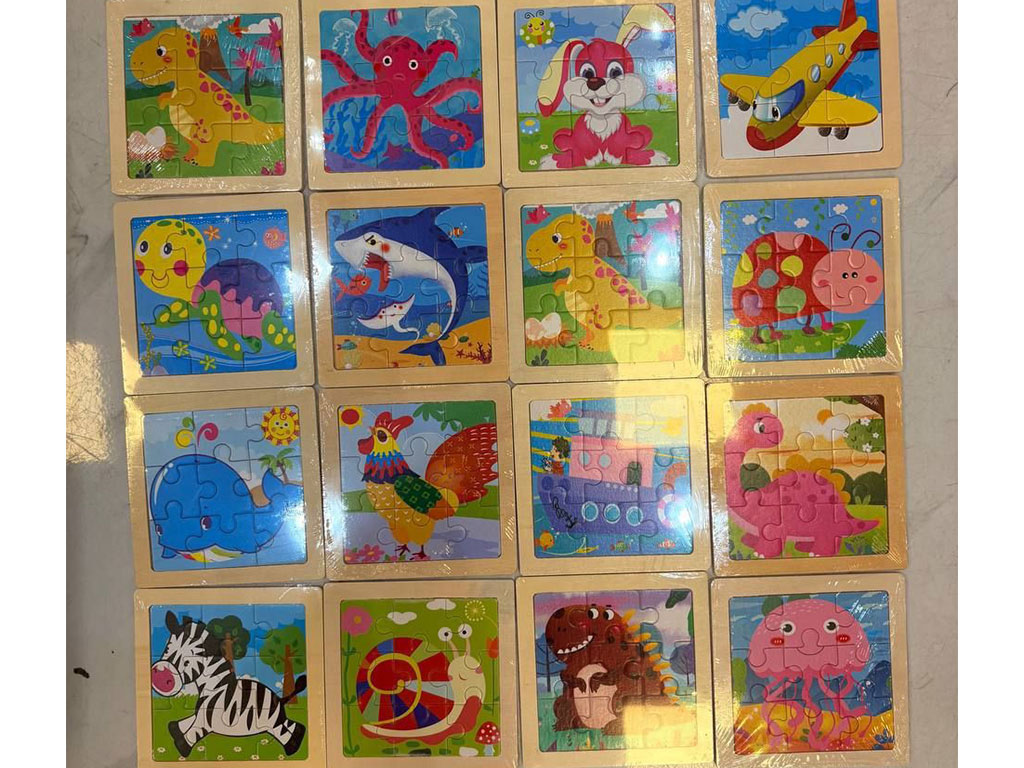 پازل چوبی 9 تکه سایز کوچک طرح دار اسباب بازی