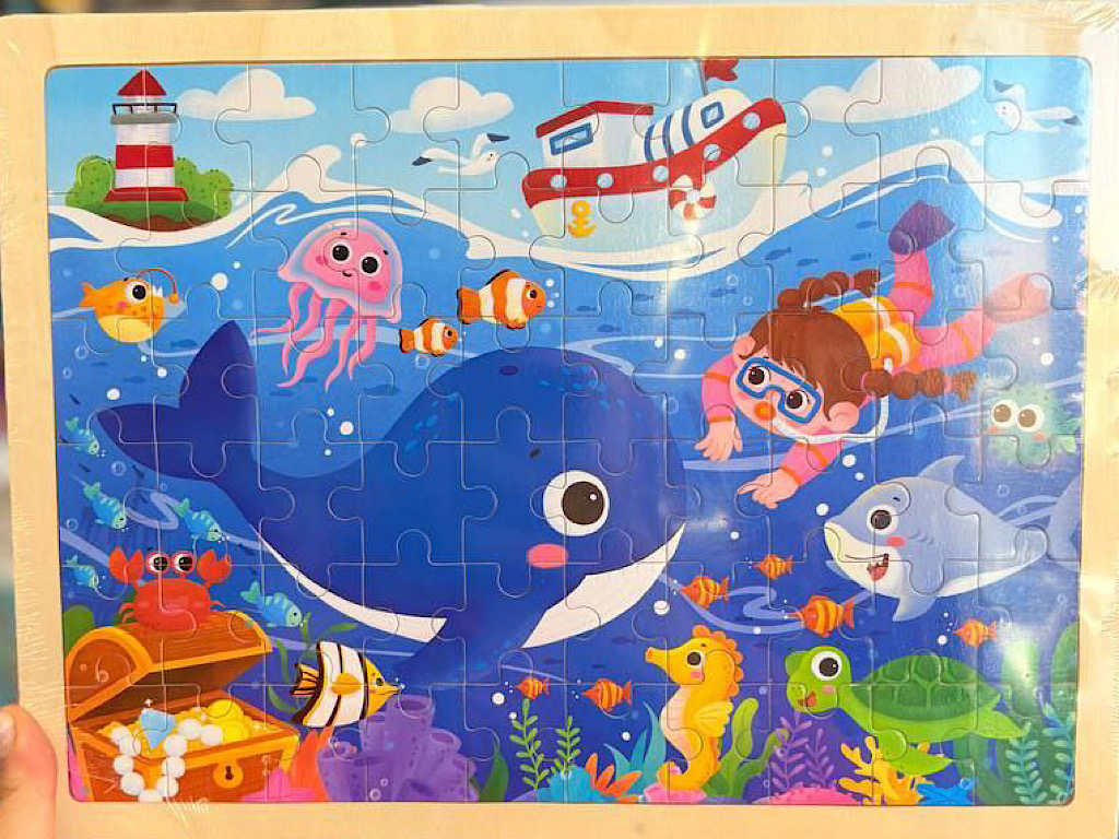 پازل چوبی 60 تکه اسباب بازی کودکان