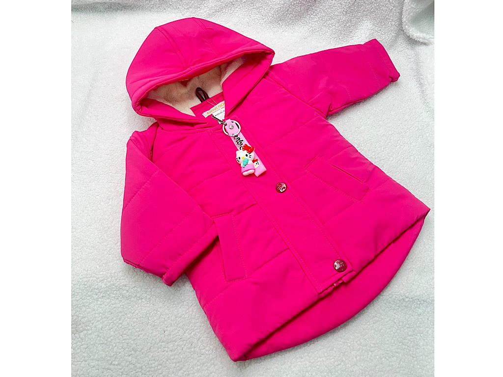 کاپشن کلاهدار توکرکی دخترانه رنگ  سرخابی