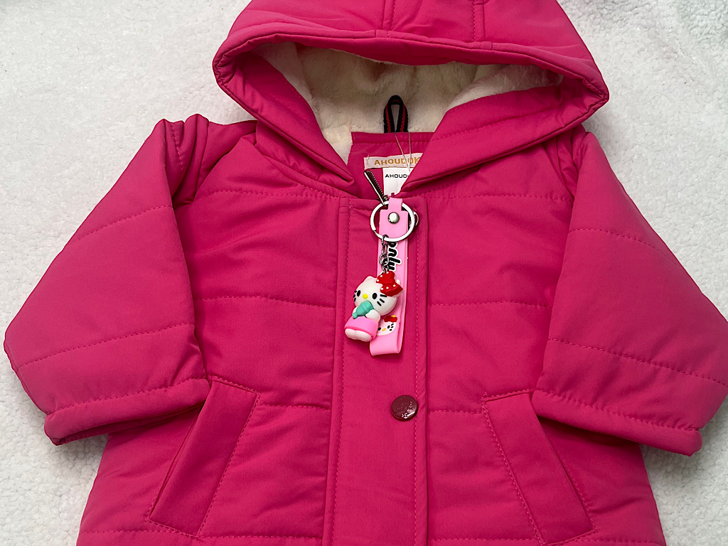 کاپشن کلاهدار توکرکی دخترانه رنگ  سرخابی