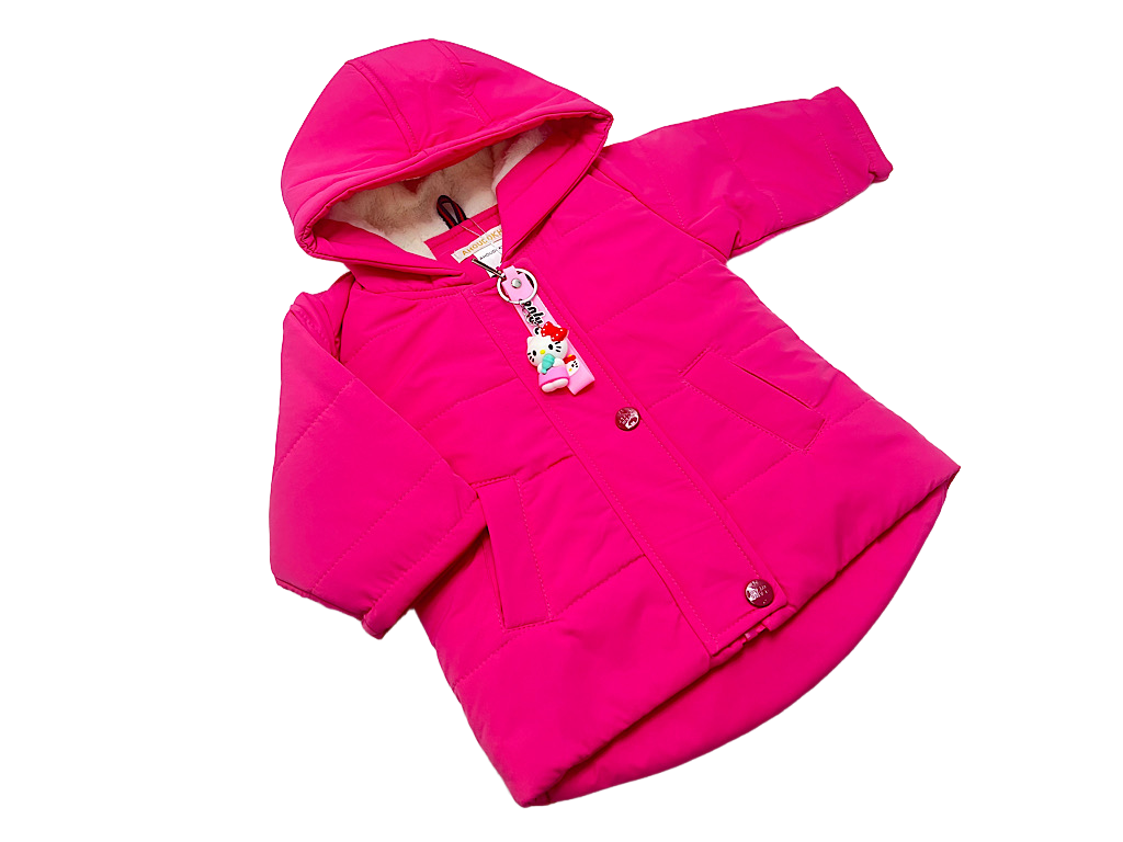 کاپشن کلاهدار توکرکی دخترانه رنگ  سرخابی