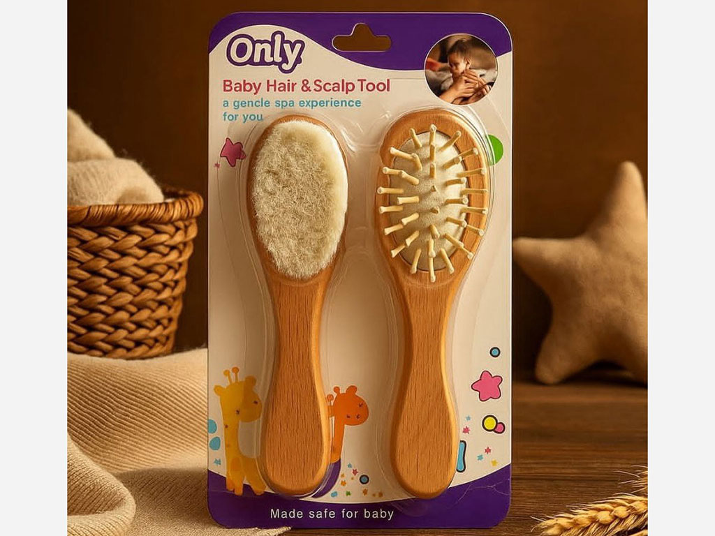 ست شانه و برس چوبی نوزادی only baby