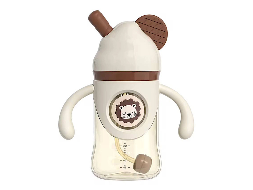 لیوان نی دار دارای دسته  حجم 300 میل طرح شیر