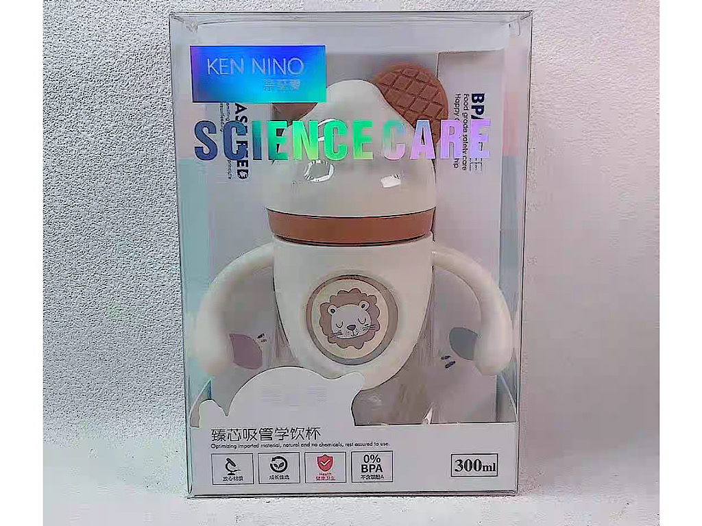 لیوان نی دار دارای دسته  حجم 300 میل طرح شیر