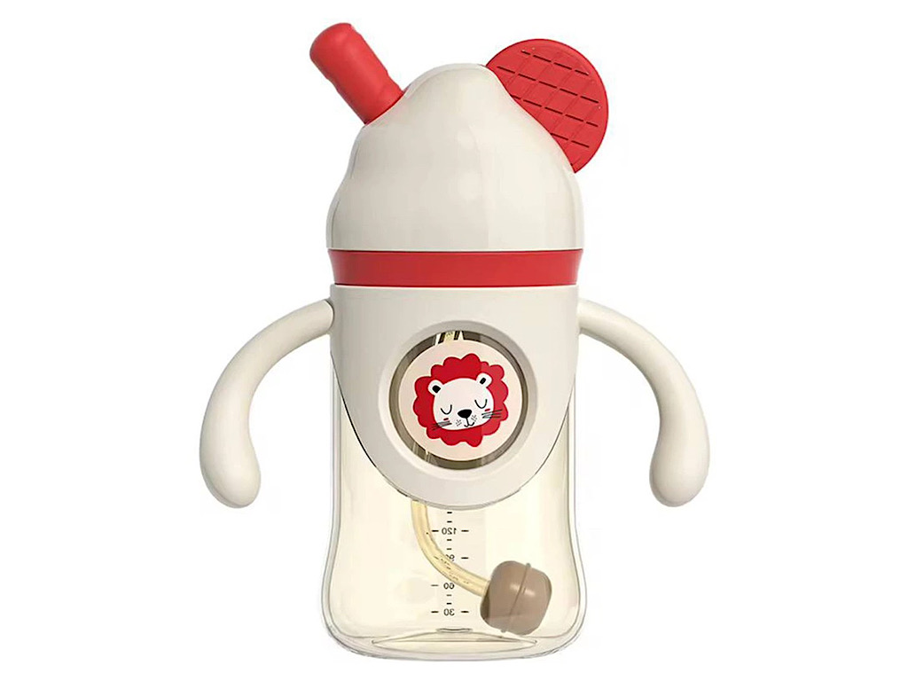 لیوان نی دار دارای دسته  حجم 300 میل طرح شیر