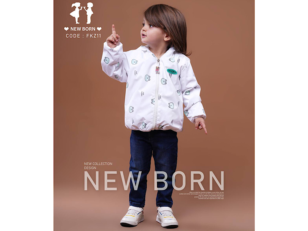 کاپشن کلاهدار توکرکی رنگ کرم  طرح قورباغه