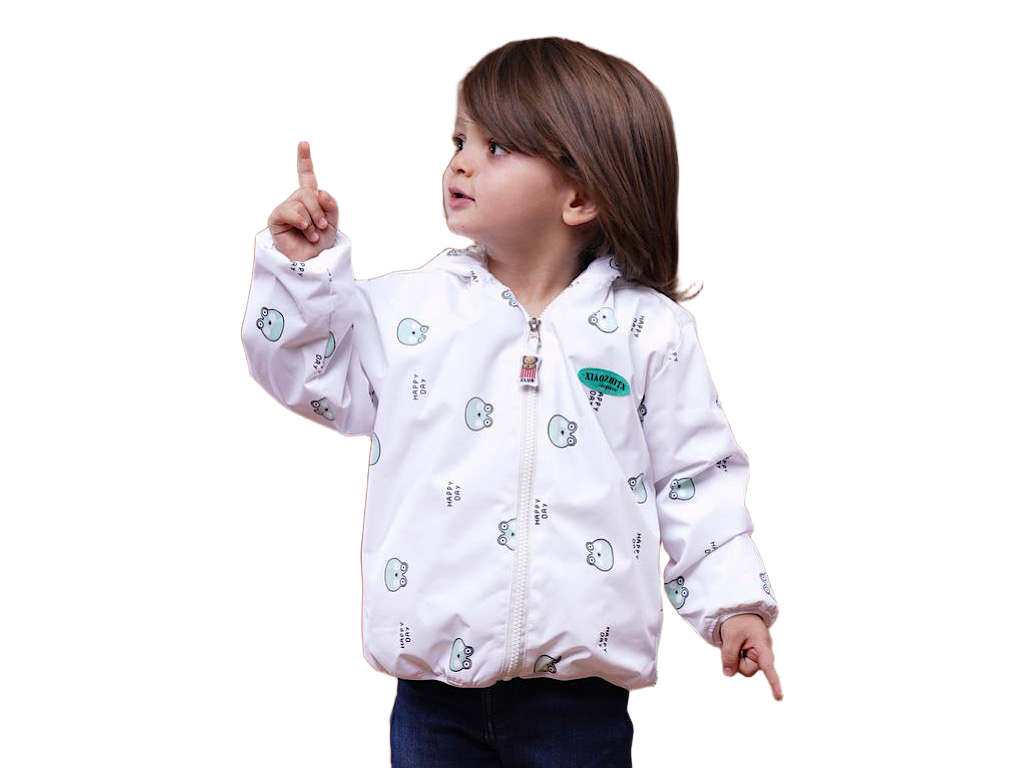 کاپشن کلاهدار توکرکی رنگ کرم  طرح قورباغه