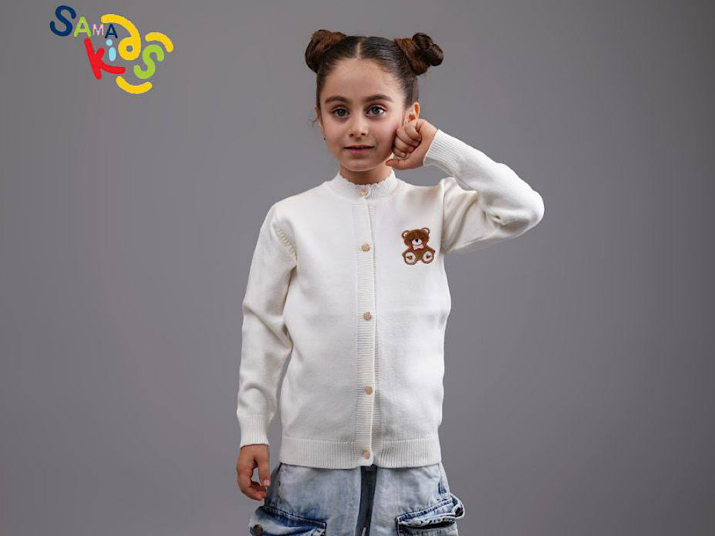 ژاکت  بافت  دخترانه طرح تدی