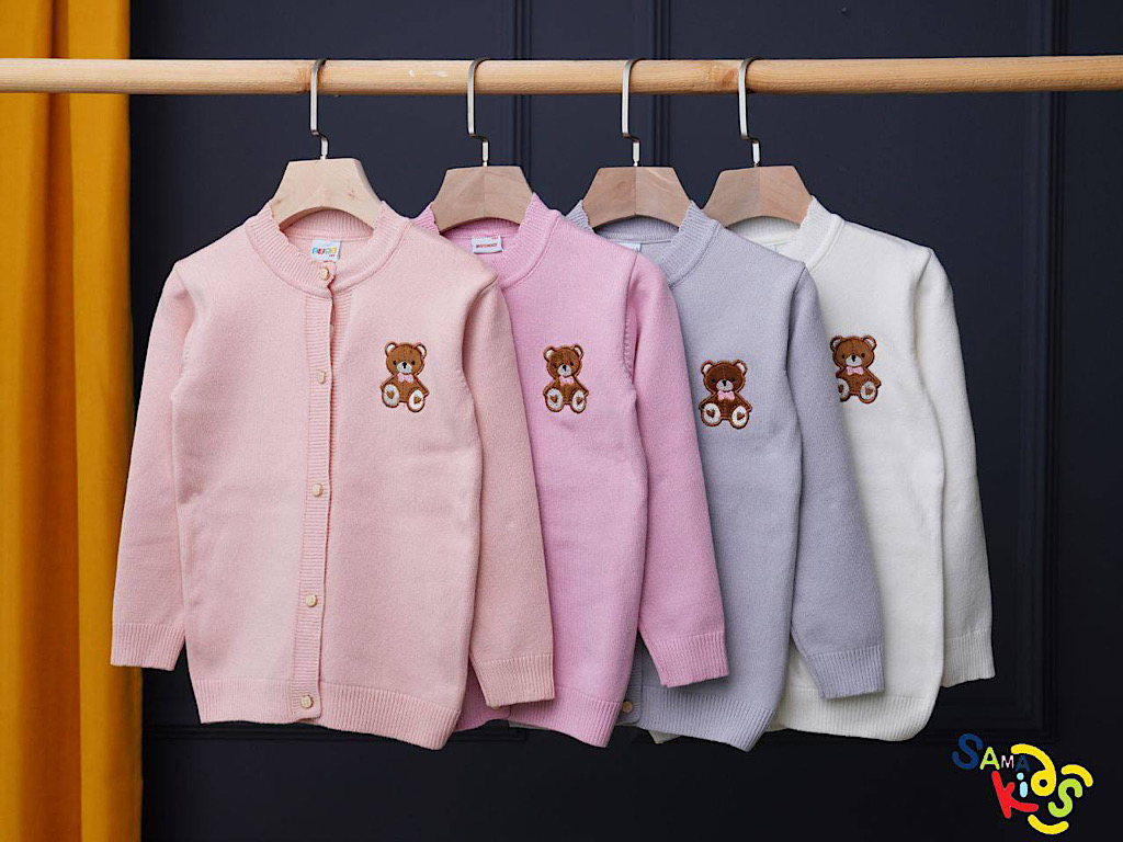 ژاکت  بافت  دخترانه طرح تدی