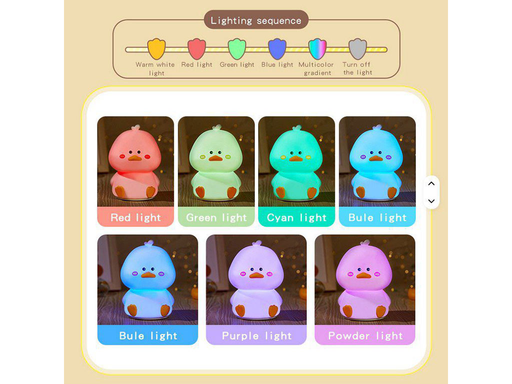 چراغ خواب سیلیکونی، لمسی و شارژی طرح جوجه