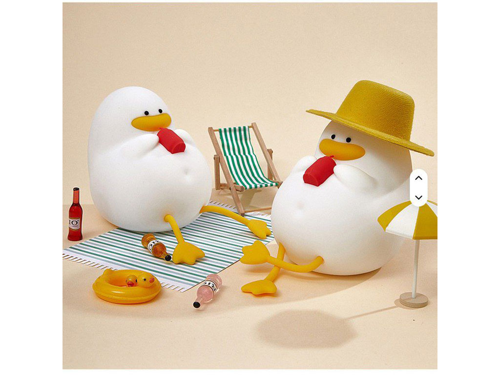 چراغ خواب سیلیکونی شارژی طرح اردک کلاه دار