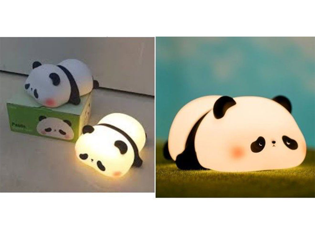 چراغ خواب سیلیکونی شارژی مدل ضربه ای طرح خرس پاندا خوابیده