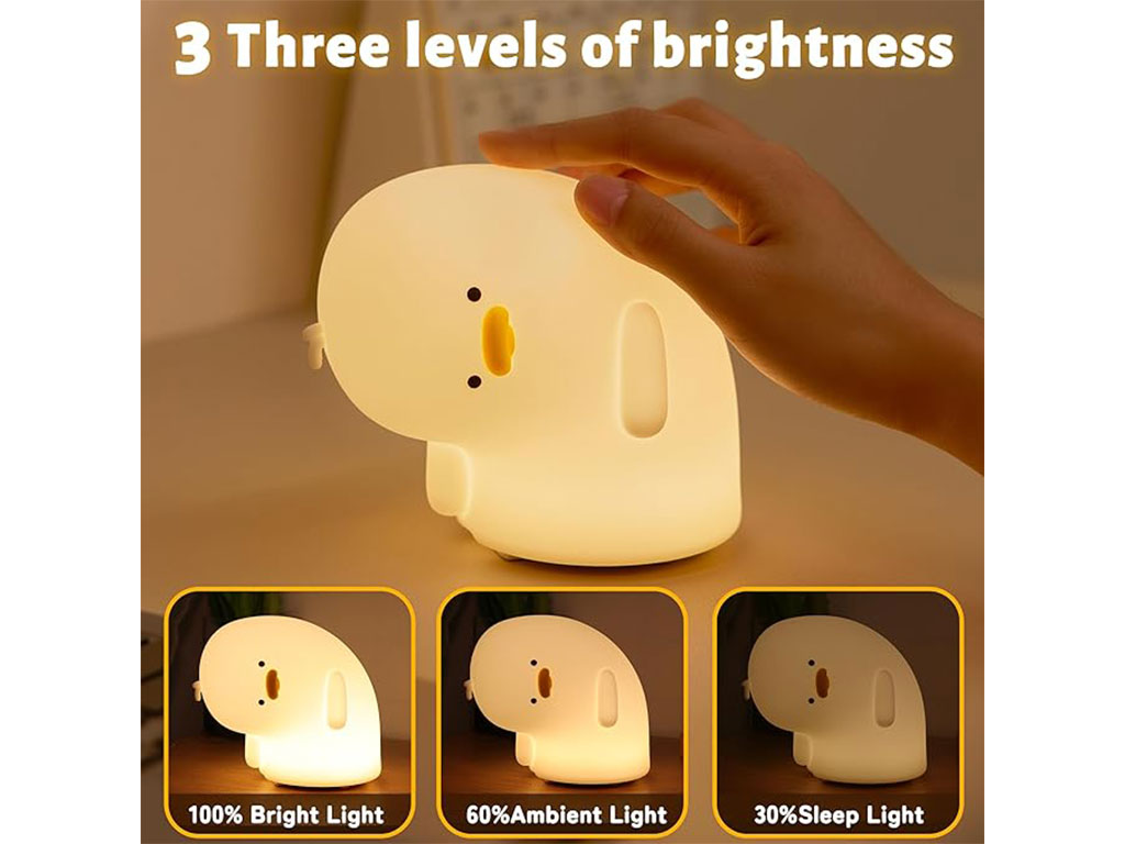 چراغ خواب سیلیکونی شارژی طرح اردک سر خم