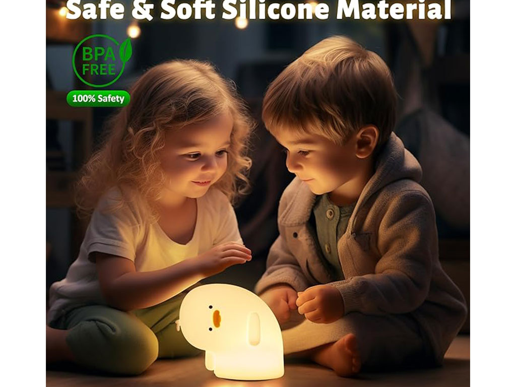 چراغ خواب سیلیکونی شارژی طرح اردک سر خم