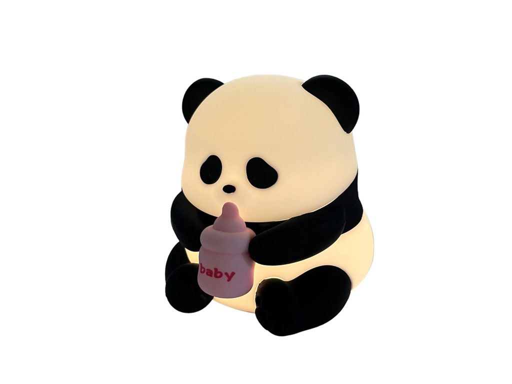 چراغ خواب سیلیکونی شارژی طرح خرس پاندا شیشه شیر