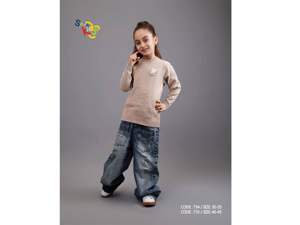 بلوز   بافت  دخترانه  خرجکار خرگوش