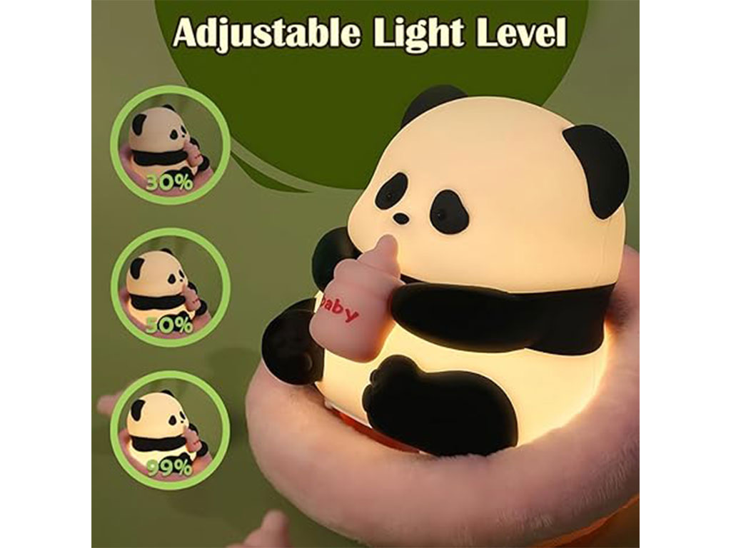 چراغ خواب سیلیکونی شارژی طرح خرس پاندا شیشه شیر