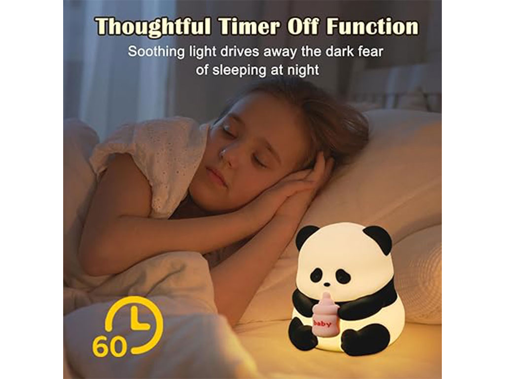 چراغ خواب سیلیکونی شارژی طرح خرس پاندا شیشه شیر