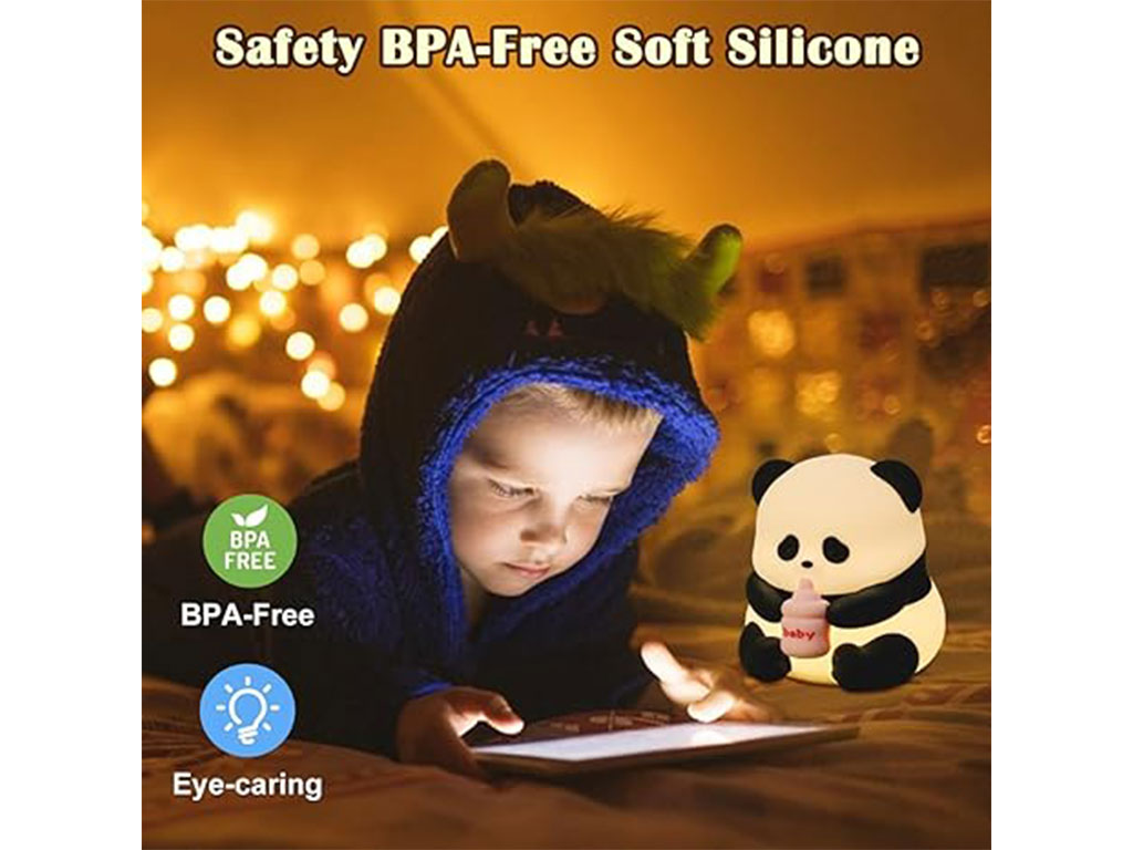 چراغ خواب سیلیکونی شارژی طرح خرس پاندا شیشه شیر