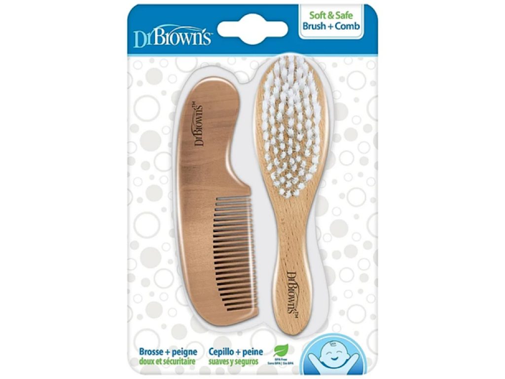 ست شانه و برس چوبی نوزادی دکتر براون Dr browns