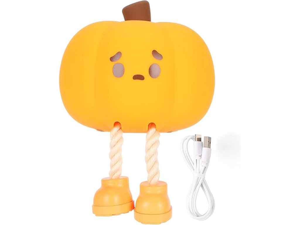 چراغ خواب سیلیکونی، لمسی و شارژی طرح کدو ناراحت