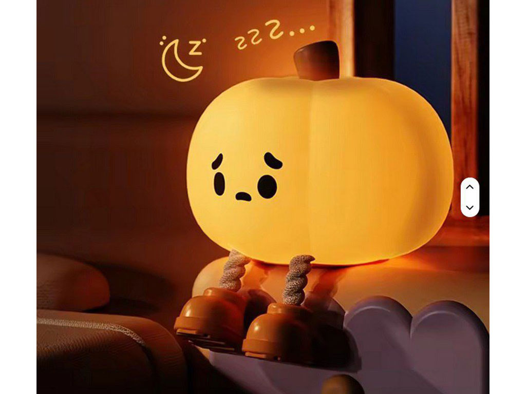 چراغ خواب سیلیکونی، لمسی و شارژی طرح کدو ناراحت