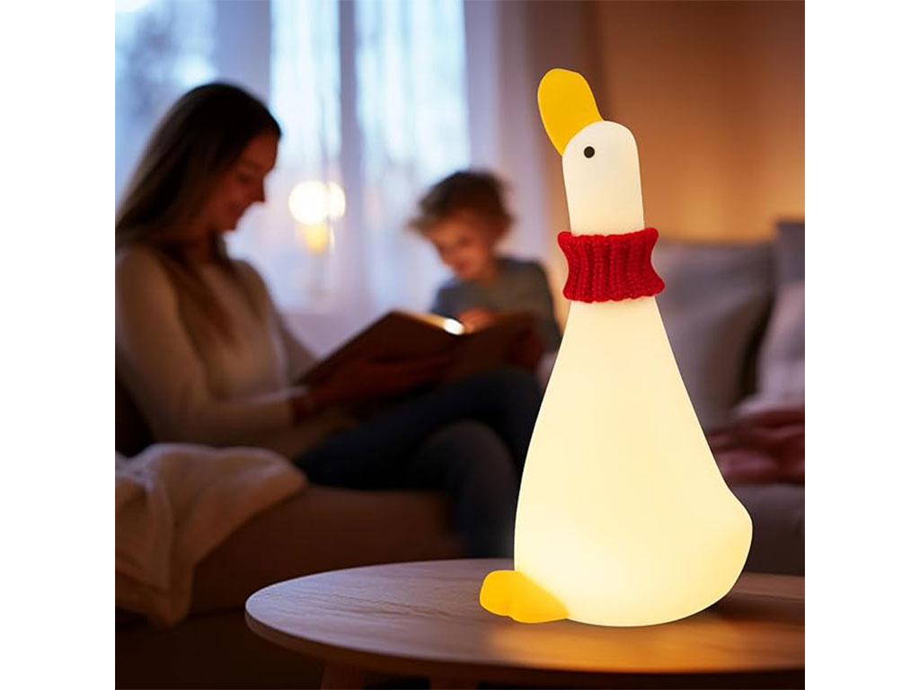 چراغ خواب سیلیکونی شارژی مدل ضربه ای طرح اردک سر بالا