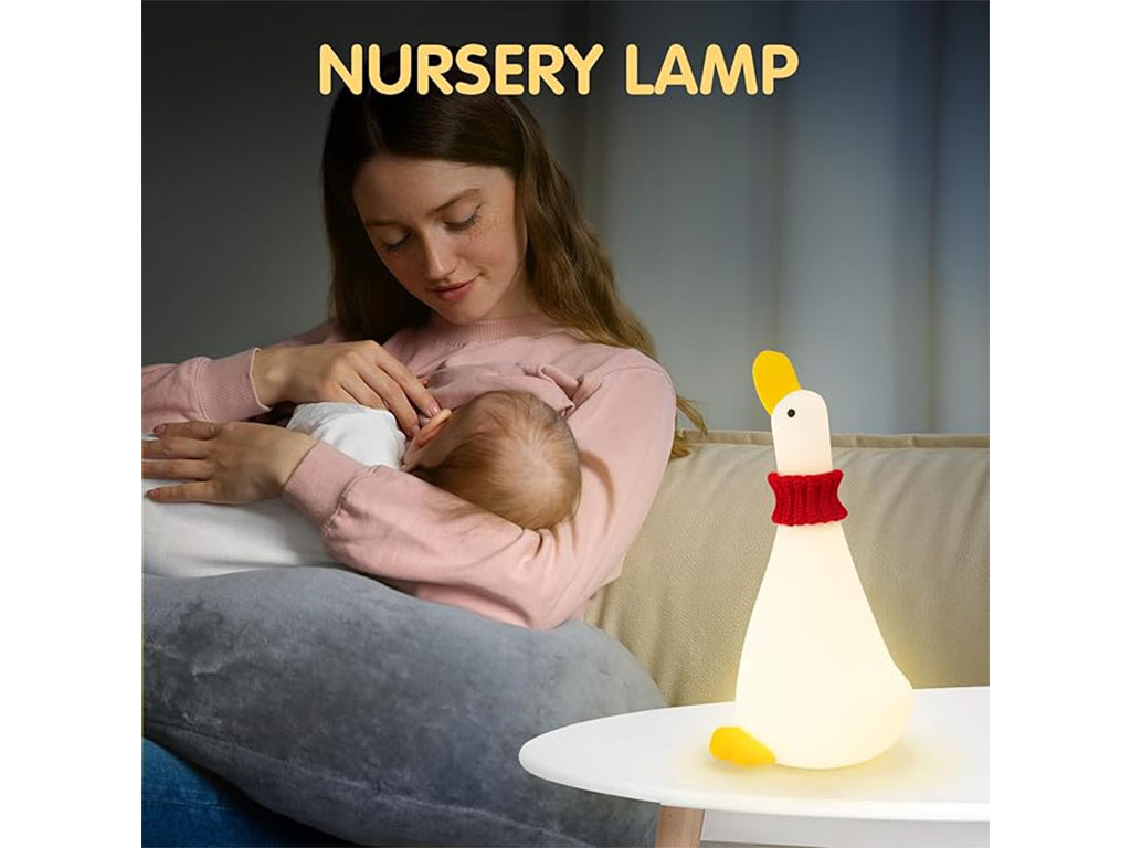 چراغ خواب سیلیکونی شارژی مدل ضربه ای طرح اردک سر بالا