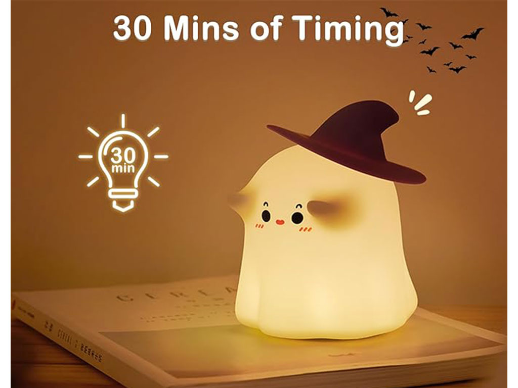 چراغ خواب سیلیکونی شارژی طرح شبح کلاهدار