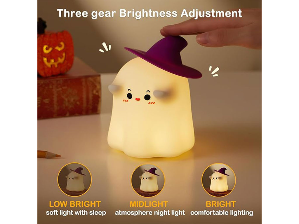 چراغ خواب سیلیکونی شارژی طرح شبح کلاهدار