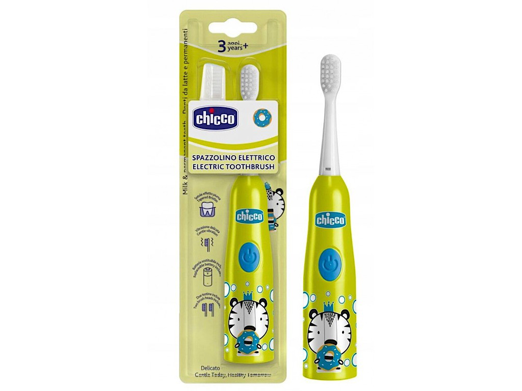 مسواک برقی باتری خور کودک بالای 3 سال به همراه دو فرچه و درپوش  چیکو chicco