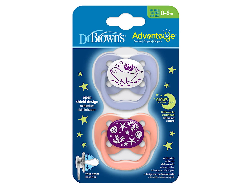 پستانک شبرنگ ارتودنسی نوزادی 6-0 ماه دوعددی دکتر براون Dr Browns