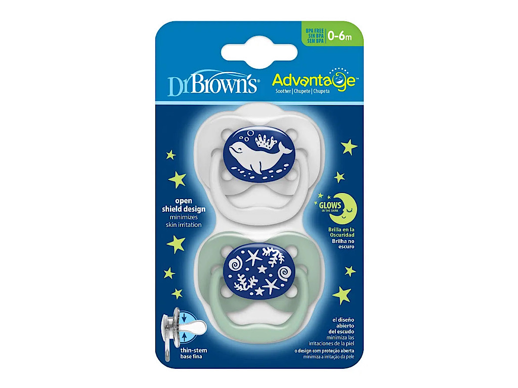 پستانک شبرنگ ارتودنسی نوزادی 6-0 ماه دوعددی دکتر براون Dr Browns