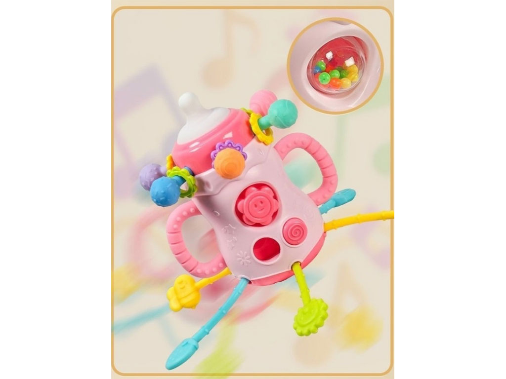 بیزی کیوب یا بیزی بال جغجغه ای دندانگیر طرح شیشه شیر فانتزی