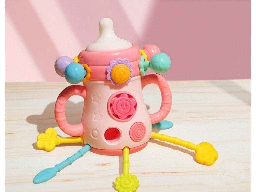 بیزی کیوب یا بیزی بال جغجغه ای دندانگیر طرح شیشه شیر فانتزی