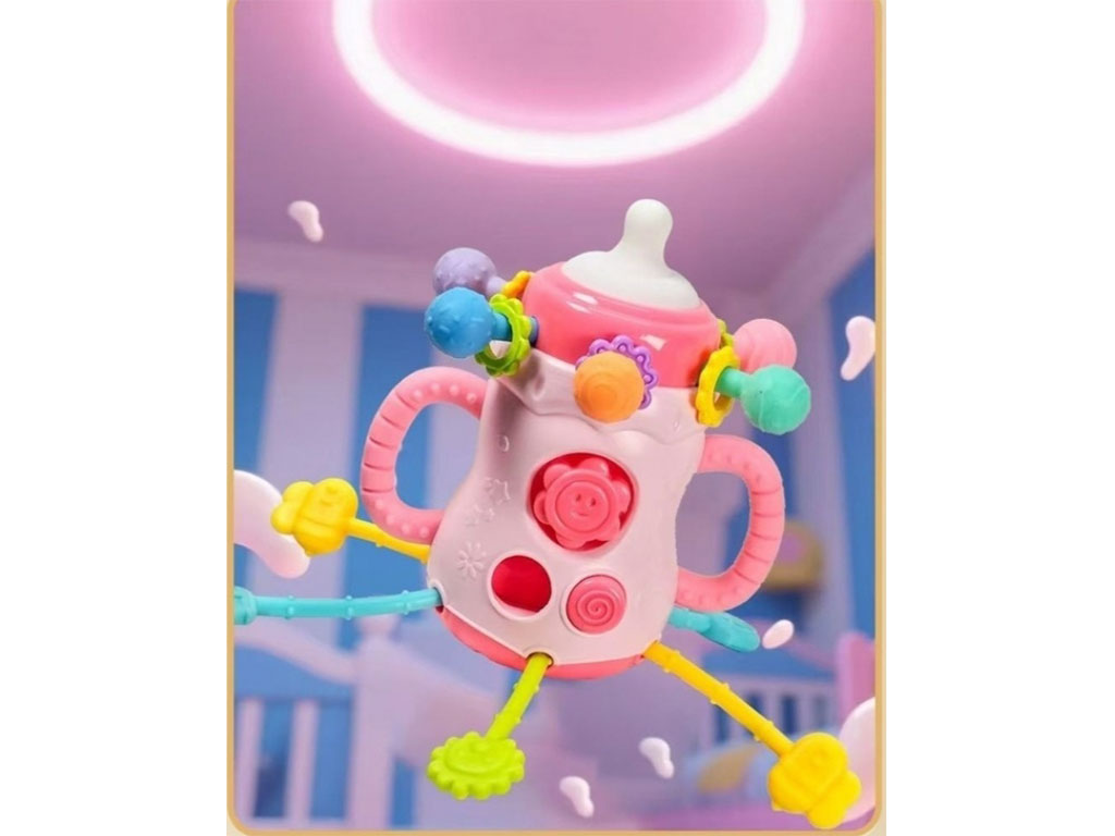 بیزی کیوب یا بیزی بال جغجغه ای دندانگیر طرح شیشه شیر فانتزی