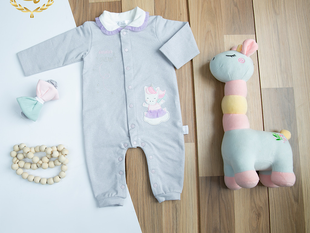 سرهمی شاین نوزادی دخترانه طرح اسب تک شاخ  با هدبند دانالو Danaloo