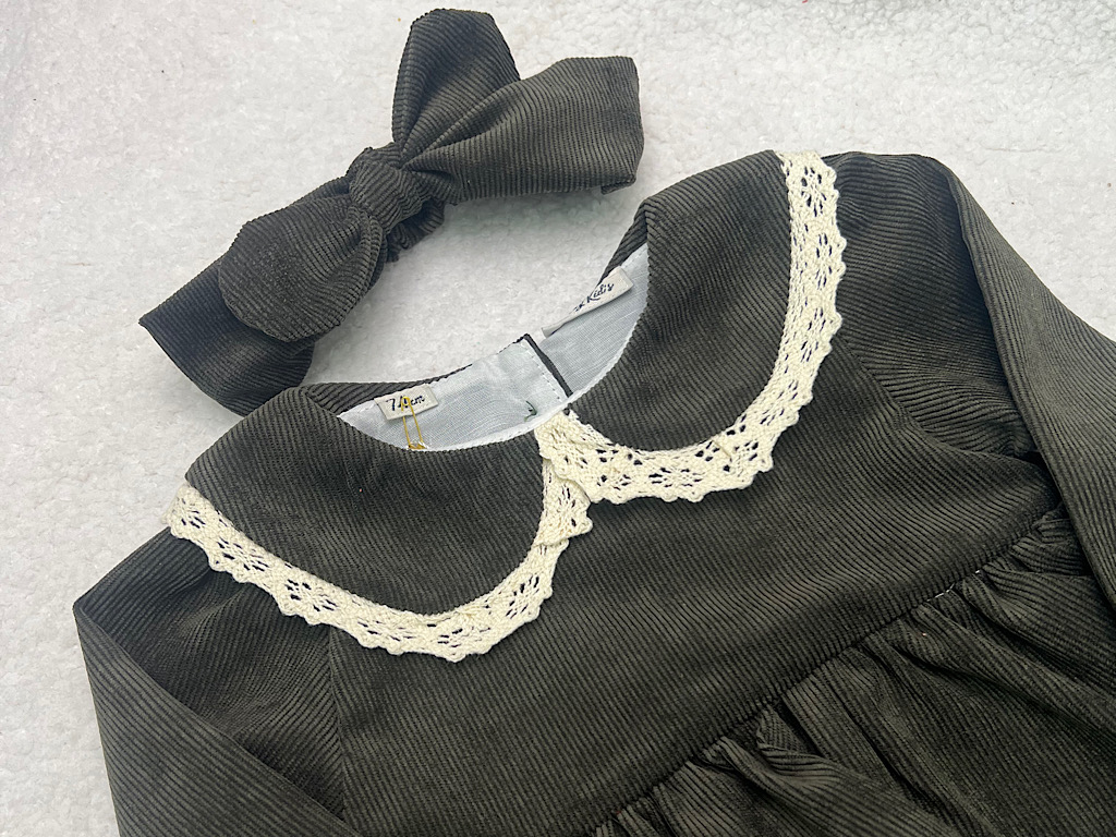 پیراهن زیر دکمه  دخترانه جنس مخمل کبریتی  یشمی