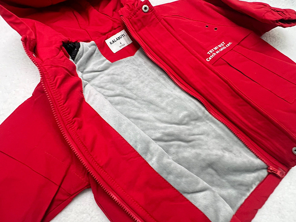 کاپشن کلاهدار  داخل مخمل پولیشی قرمز رنگ