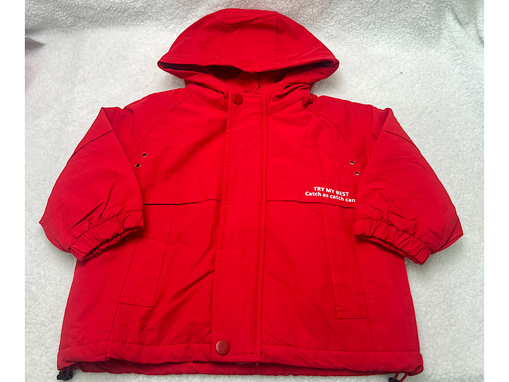 کاپشن کلاهدار  داخل مخمل پولیشی قرمز رنگ