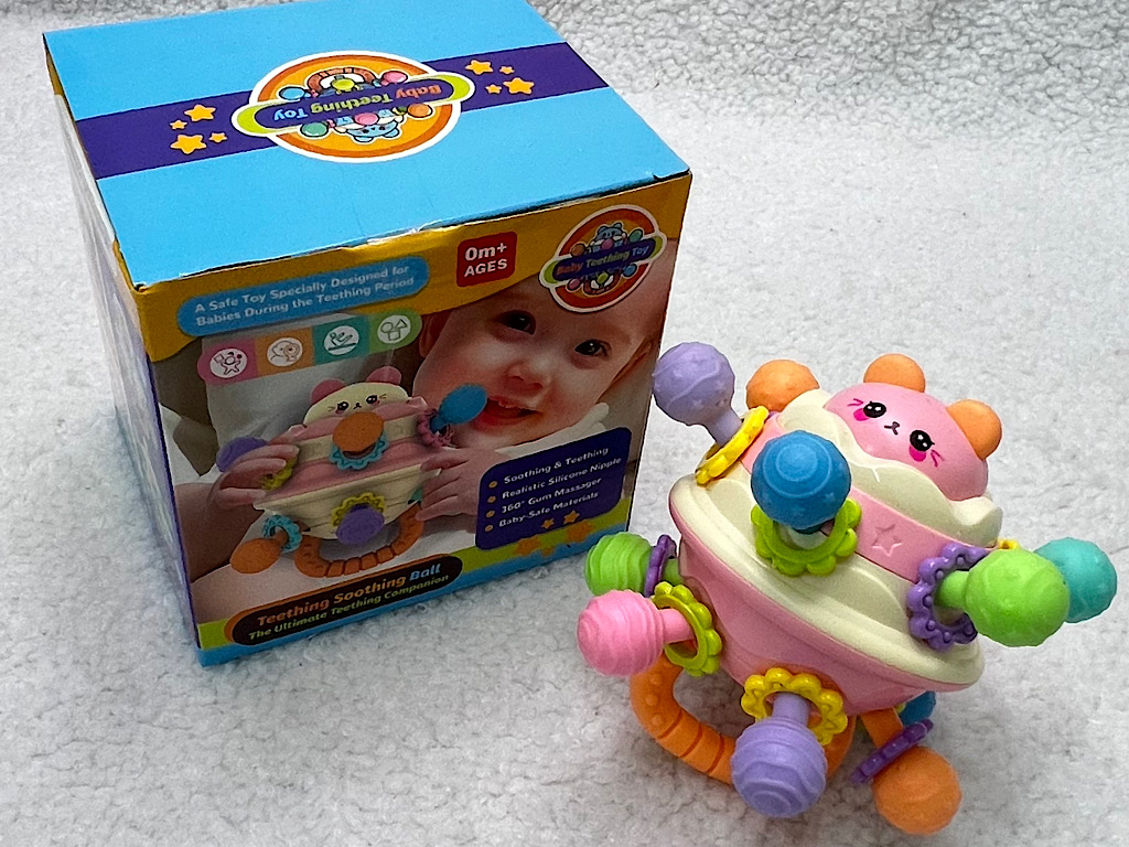 بیزی کیوب یا بیزی بال جغجغه ای دندانگیر طرح خرس لپ گلی