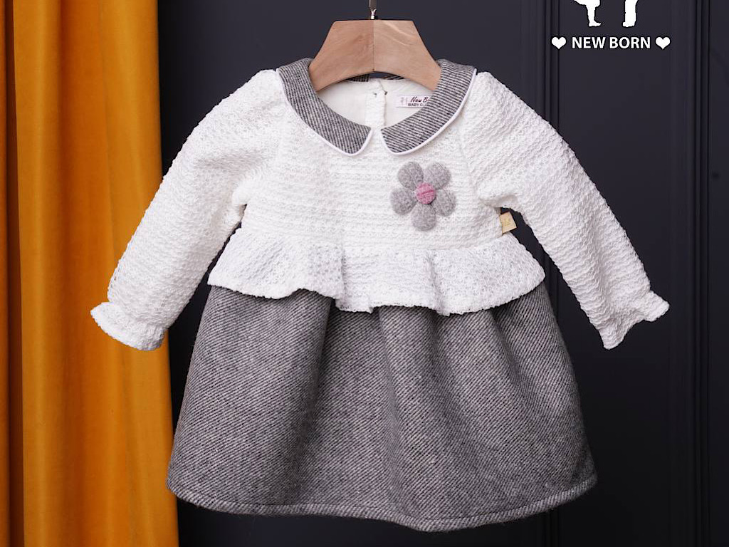 پیراهن دخترانه  گیپور و  فوتر یقه ب ب   نیوبرن