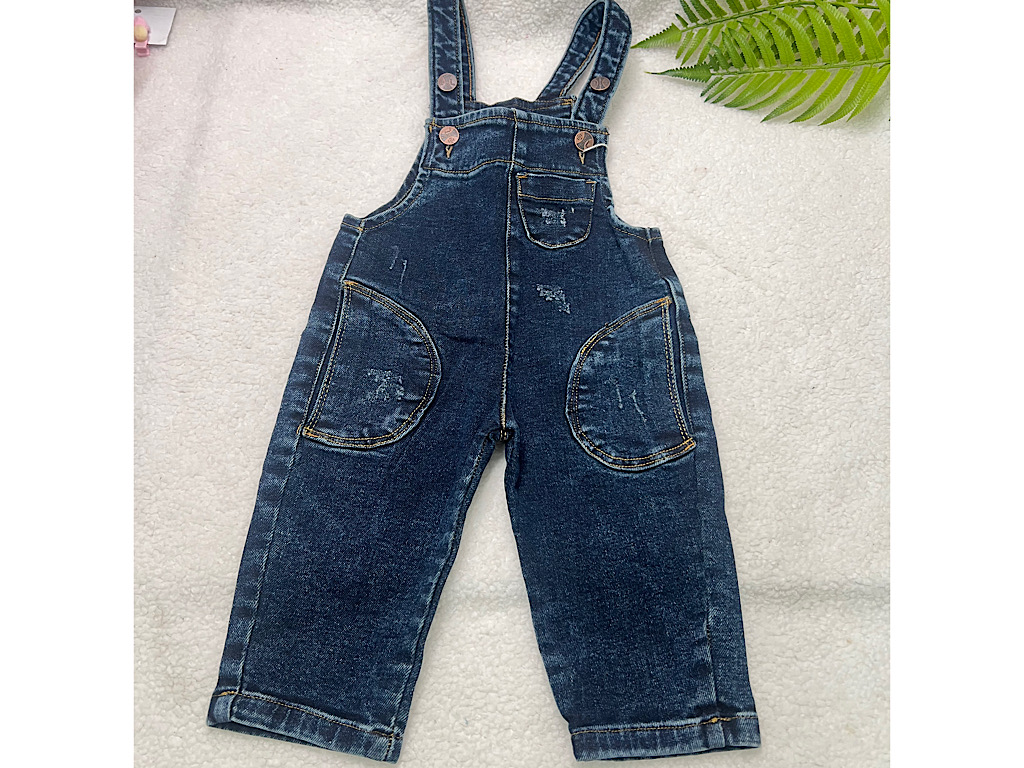 شلوار پیشبندی  جین سرمه ای گپ