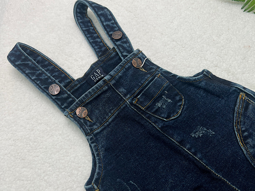 شلوار پیشبندی  جین سرمه ای گپ